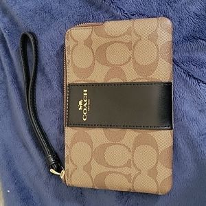 Coach Tan & Brown Wristlet